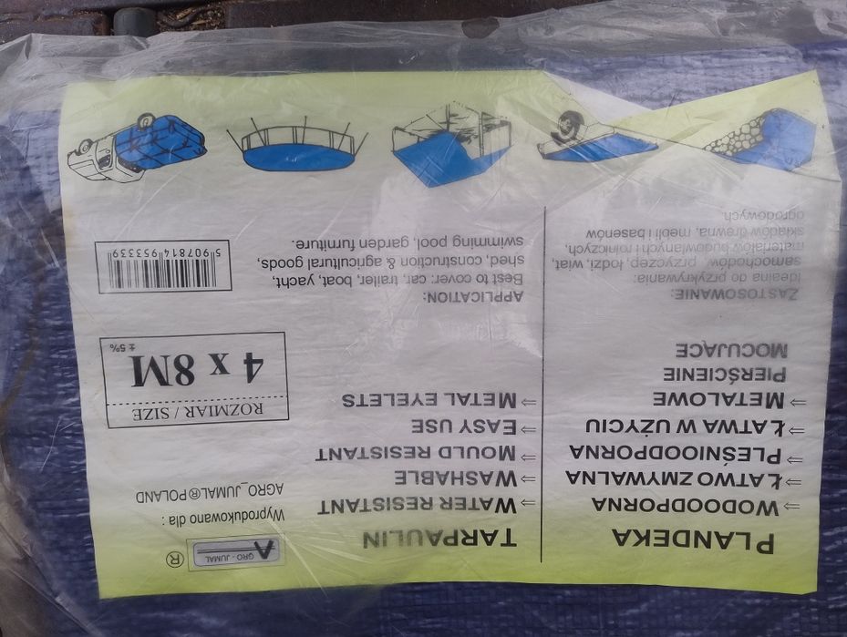 Plandeka 4 / 8 + otwory mocujące