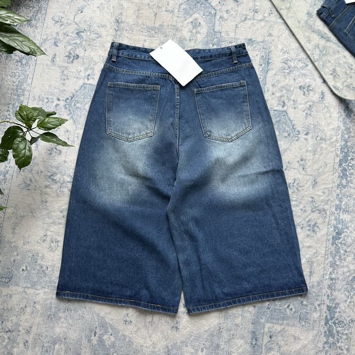 Baggy blue jeans jorts shorts y2k sk8 широкі оверсайз racer jaded balenci bootcut washed сині довгі джинсові шорти реп беггі багги