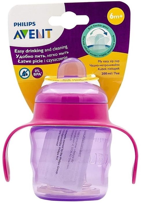 Philips Avent Чашка-непроливайка Рожева + пустушки 6-12