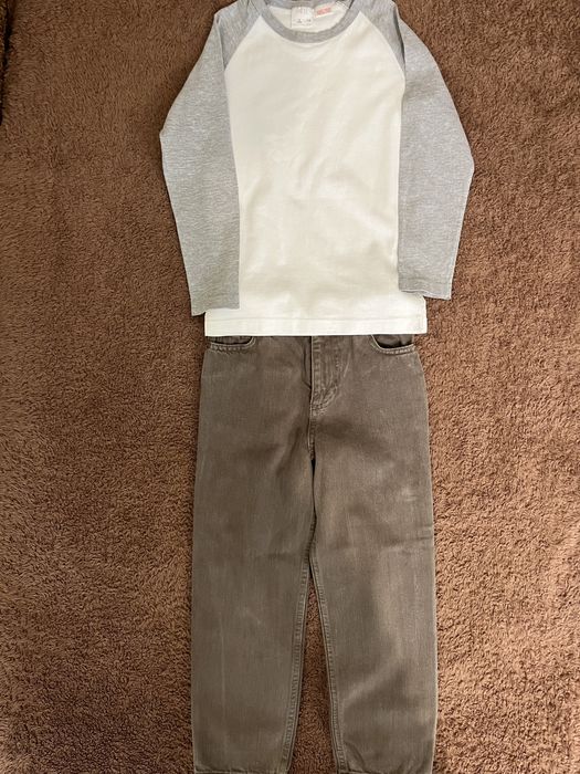 Костюм джинсы и лонгслив zara 122;джинсы коричневые zara,реглан zara,коричневые джинсы