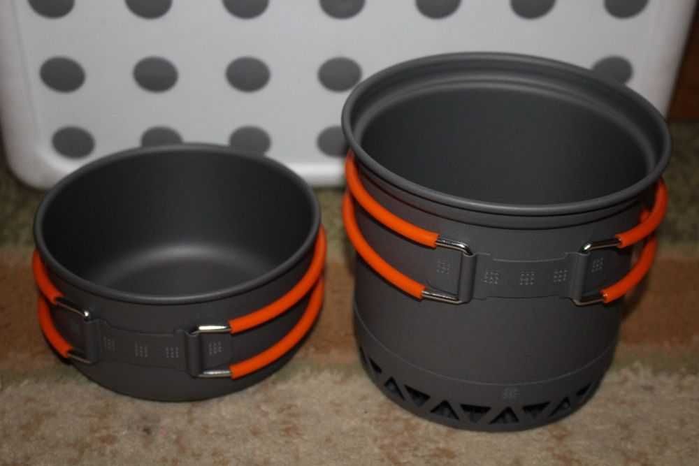 Набір посуду 2в1 з теплообмінником казанок, каструля, сковорідка, миск