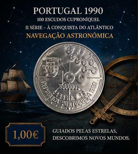 Portugal 1990 - 100 Escudos Cuproniquel - II Série dos Descobrimentos – À Conquista do Atlântico - Navegação Astronómica