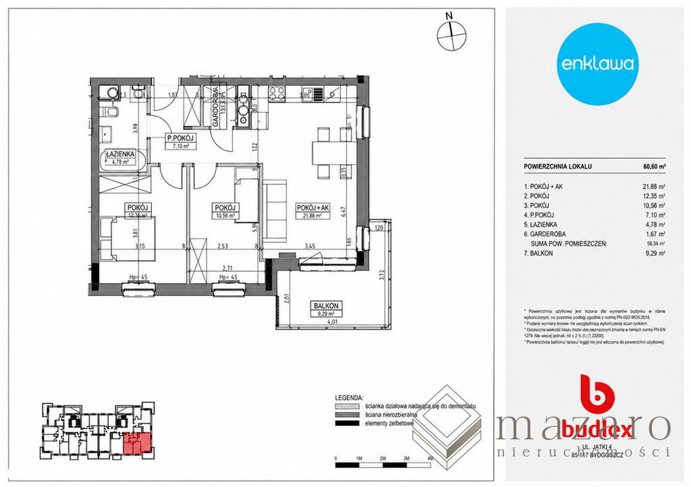 3 pokoje | 60,60 m² | Duży balkon | Osiedle Leśne