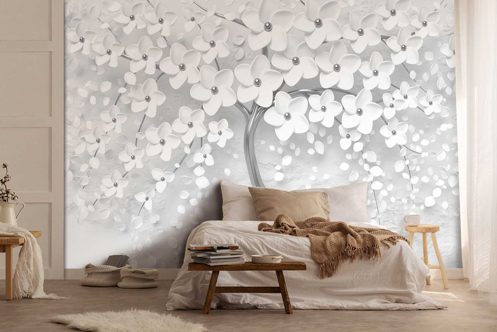 Fototapeta Do Pokoju Srebrne Drzewo Sztuka 3D Na Twój Rozmiar + KLEJ