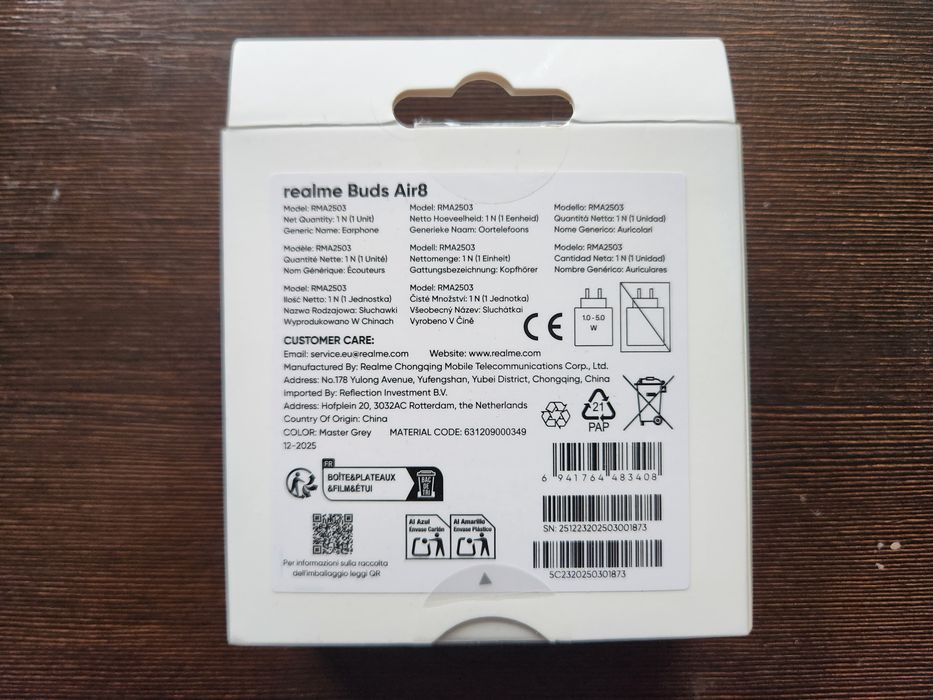 Навушники realme Buds Air 8 Grey Глобальная версия Запечатанные