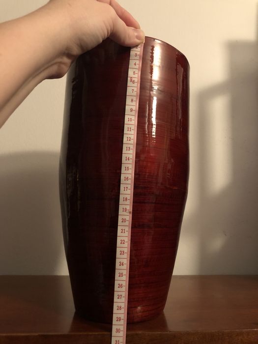 Świąteczny Decor wazon bordowy bambus lakierowany Vintage ikebana