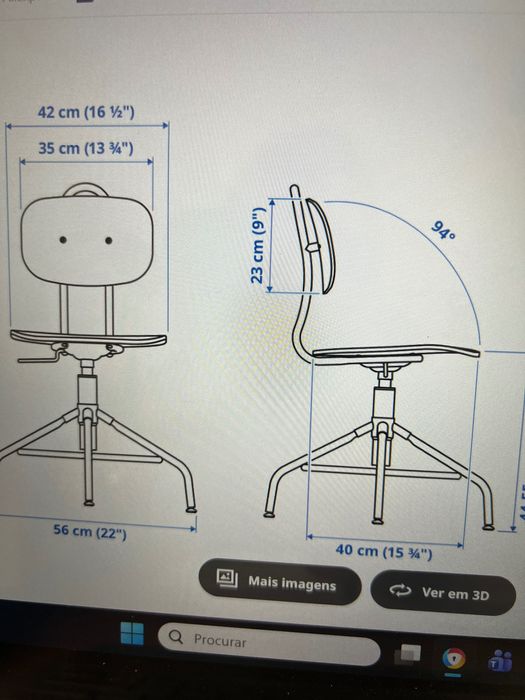 Cadeira p/ escritório, pinho/preto