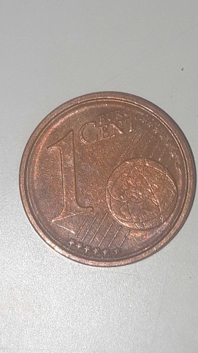 Moeda de 1 centimo defeito de cunhagem.