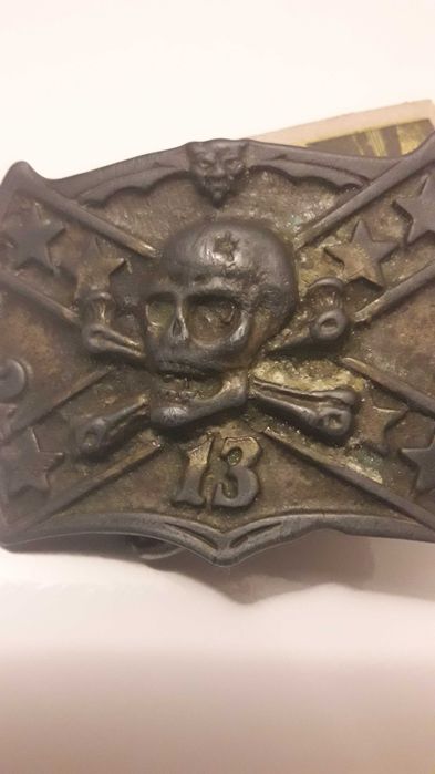 klamra do pasa czaszka stara z epoki czacha niemiecki