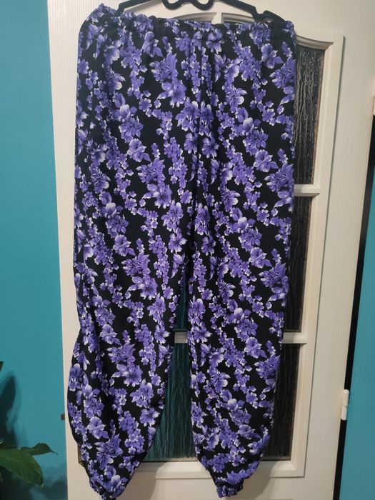 Letnie Spodnie haremki / alladynki kwiaty do 90 cm pas