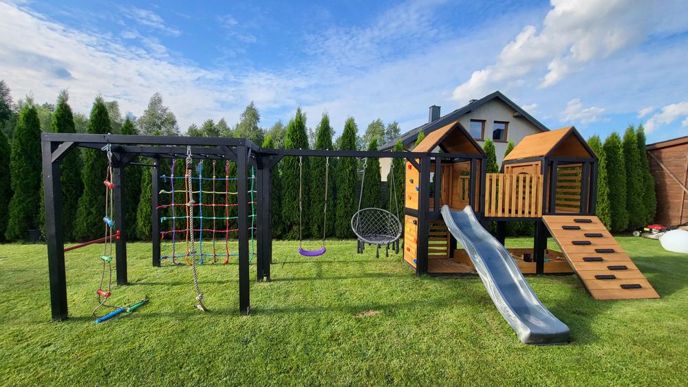 Modu-Box 5 + Gym Box  Drewniany Nowoczesny Modułowy Plac Zabaw