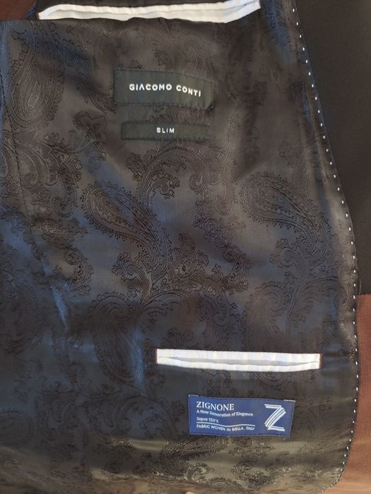 Brązowy smoking ślubny giacomo conti wełna 130s Zignone  182/104/90