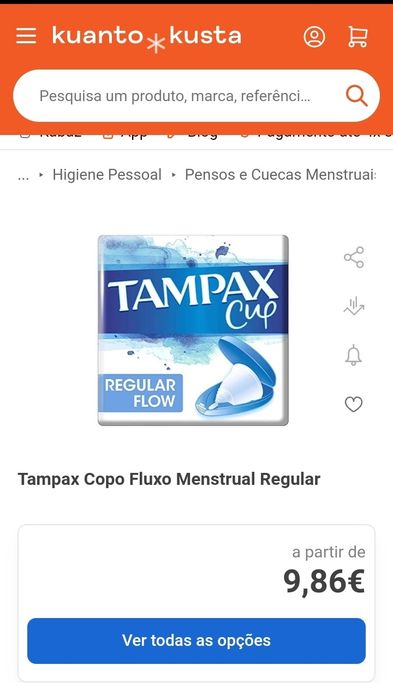 Vendo Copo Fluxo Menstrual Tampax
