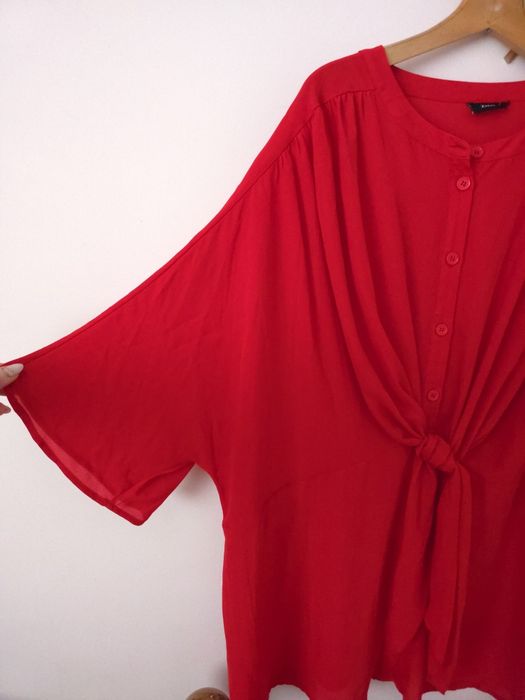 Czerwona tunika sukienka oversize luźna guziki Zizzi XL 2XL 3XL