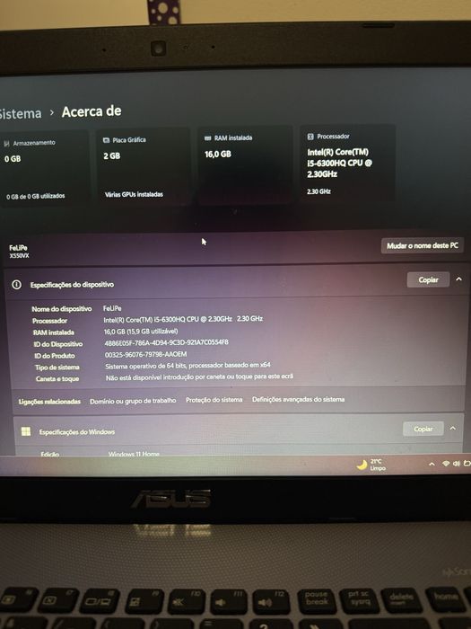 ASUS x550VX Notebook