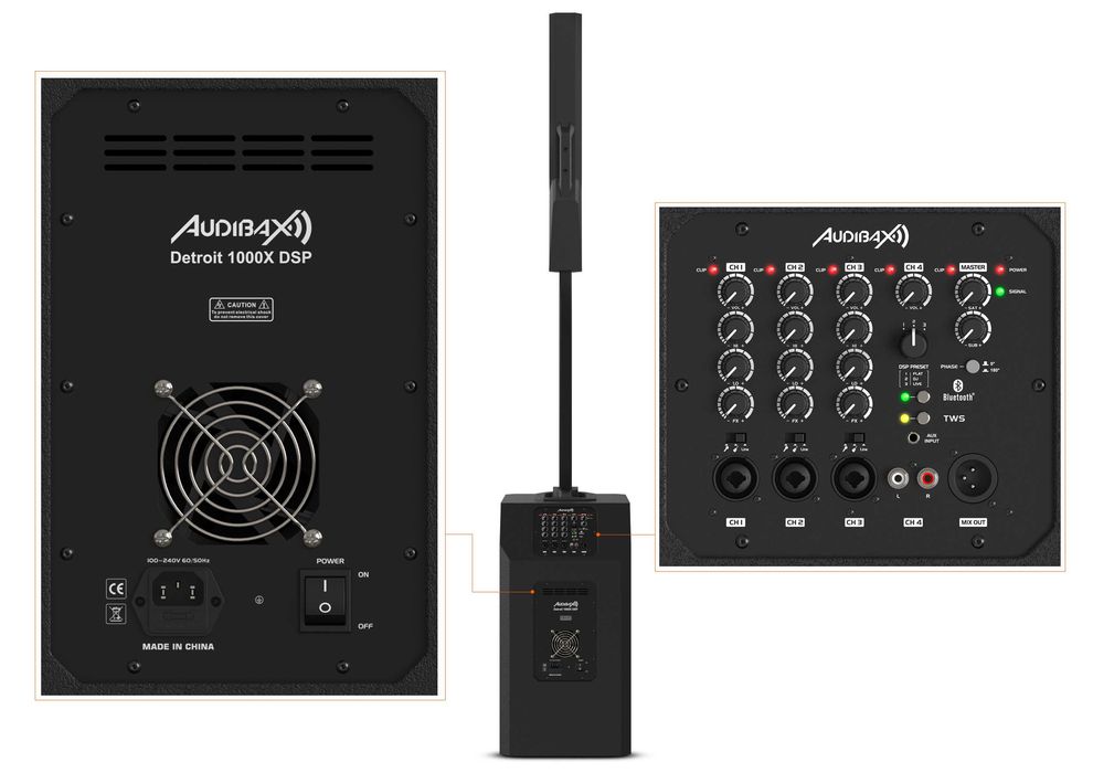 Coluna Ativa Profissional 1000W DSP – 125dB | Potência Real p/ Eventos e DJs