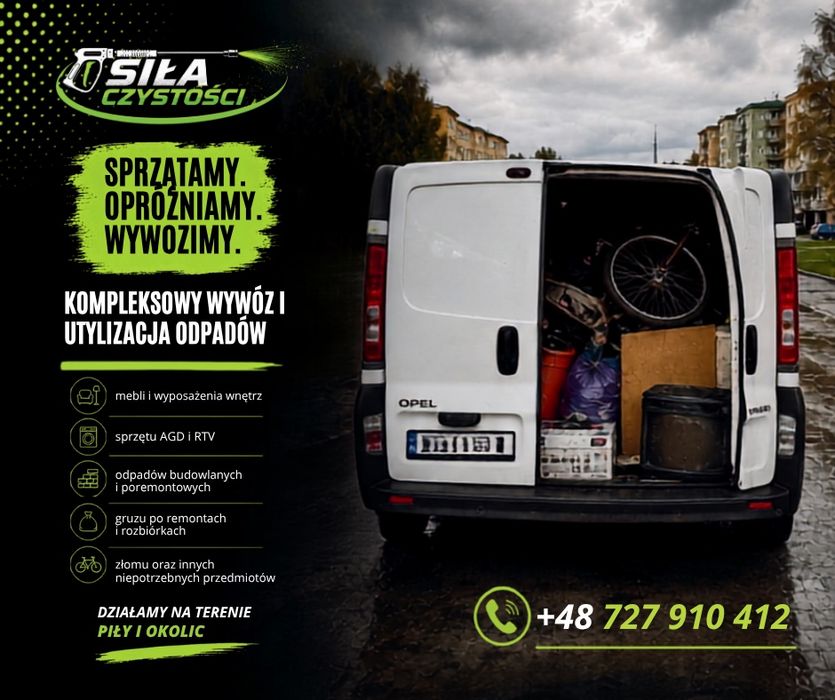 Opróżnianie, sprzątanie, wywóz na PSZOK i transport - konkurencyjne ceny