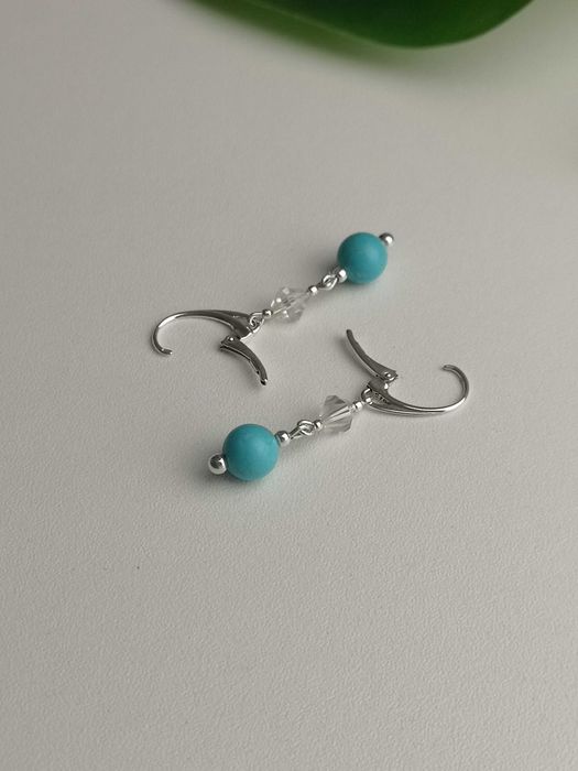 kolczyki z turkusem i kryształkami