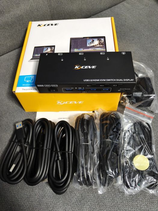 Przełącznik KVM Switch Kceve KC-KVM302AS Dual Display 4K USB 3.0 NOWY