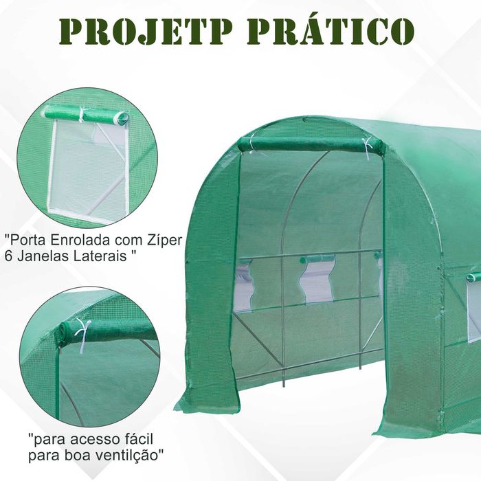 Estufa para Horta e Jardim em Aço e Plástico – 350x200x200 cm