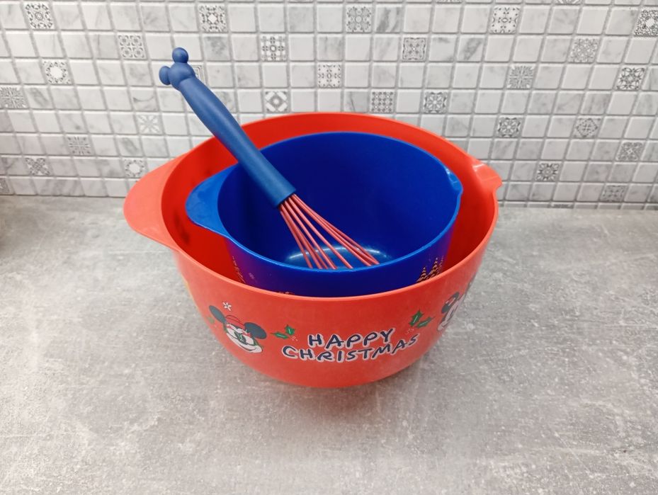 Zestaw 2 miski plastikowe i trzepaczka dla dzieci