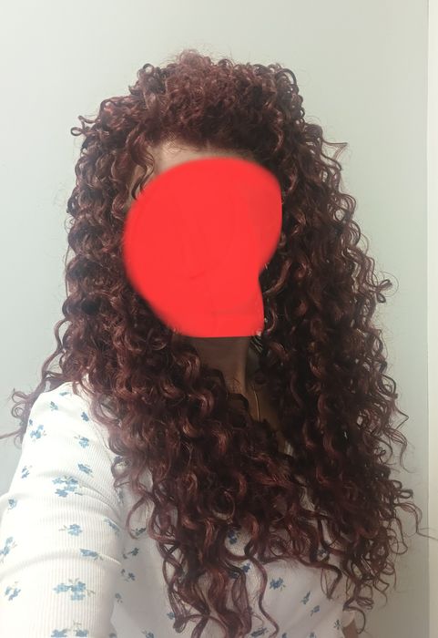 Nowa peruka wino burza loków lace front