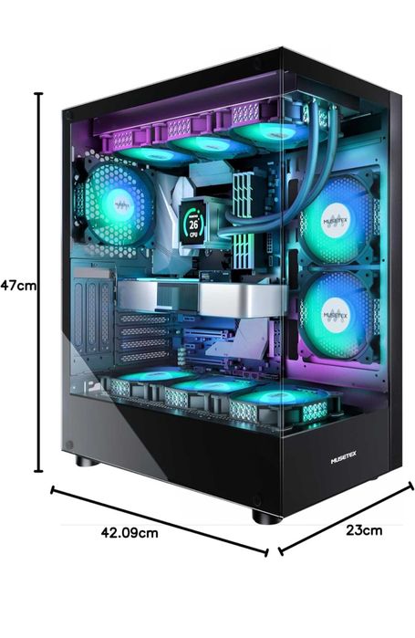 Preço Especial para Hoje e Amanhã MUSETEX ATX para PC com 6 ventoinhas ARGB PWM pré-instaladas