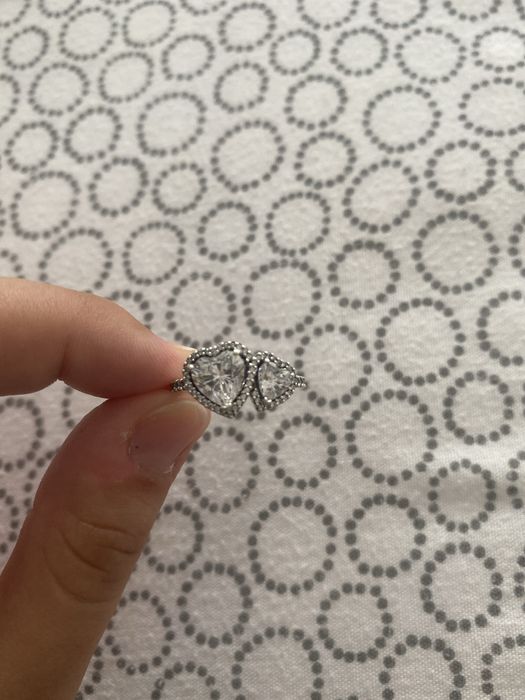 Anel Pandora Corações Auréola Cintilante Prata