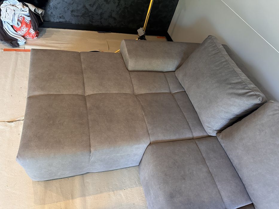 Nowy, szary, narożnik/kanapa z funkcją spania – nieużywana
