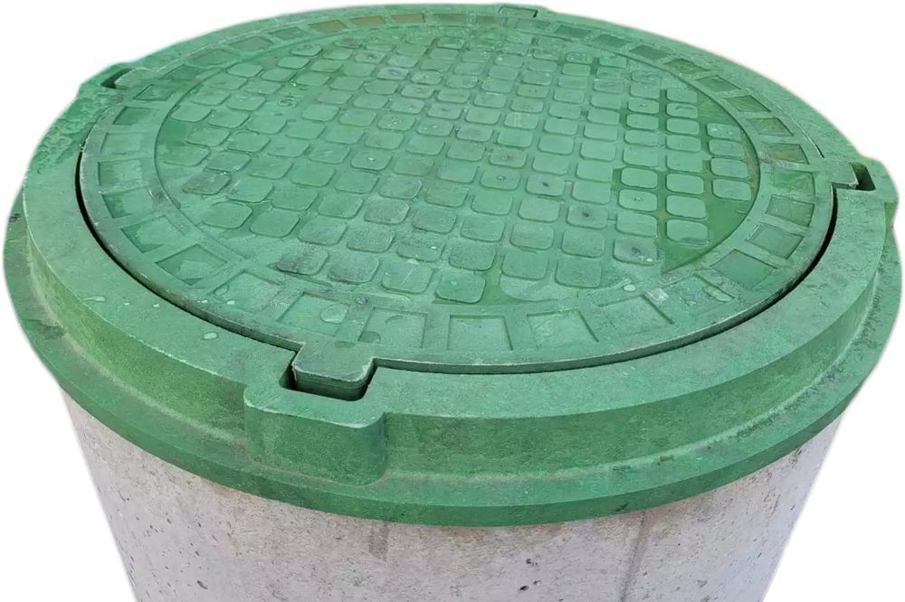 Właz 80cm 100cm Zielony Polimer Pokrywa na Studnię Szambo Krąg 80/90cm