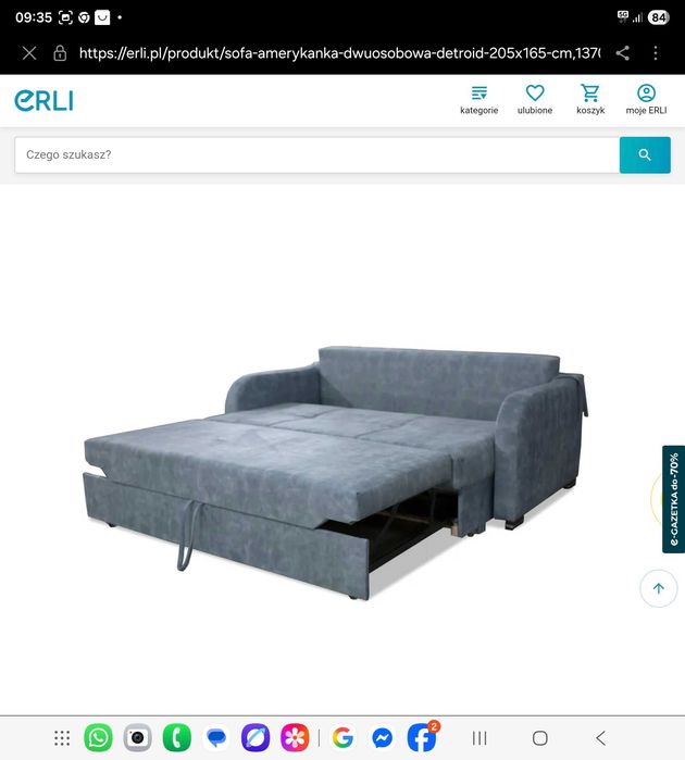 Sofa amerykanka dwu osobowa Detroid 205x165 cm