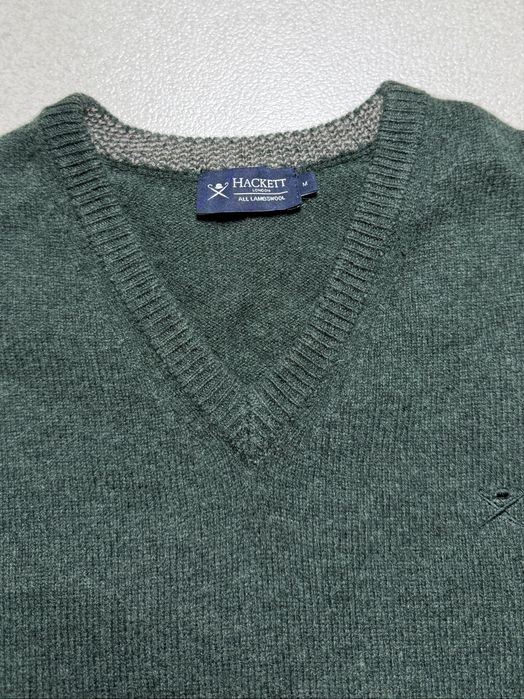 Sweter wełniany zielony męski Hackett London r. M