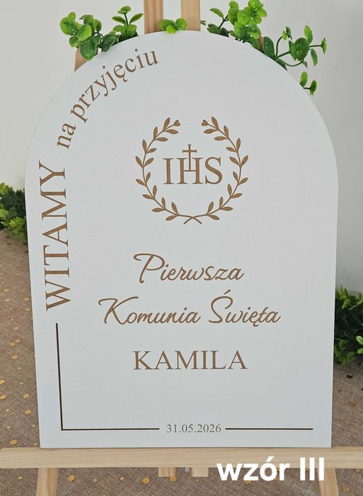 Tablica dekoracyjna na sztalugę Pierwsza Komunia Święta dekoracja