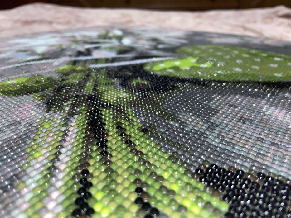 Картина з алмазної мозаїки «Зелений лист» | ручна робота