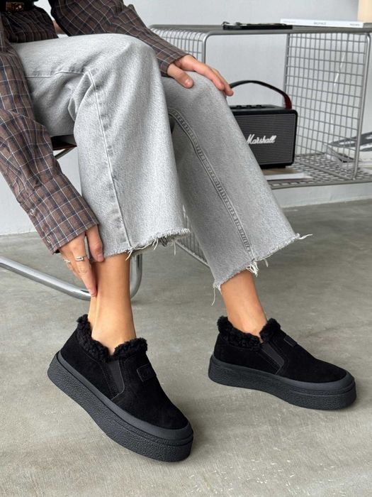 Зимові чорні і шоколадні лофери з хутром, ботинки зимние лоферы 36-41р