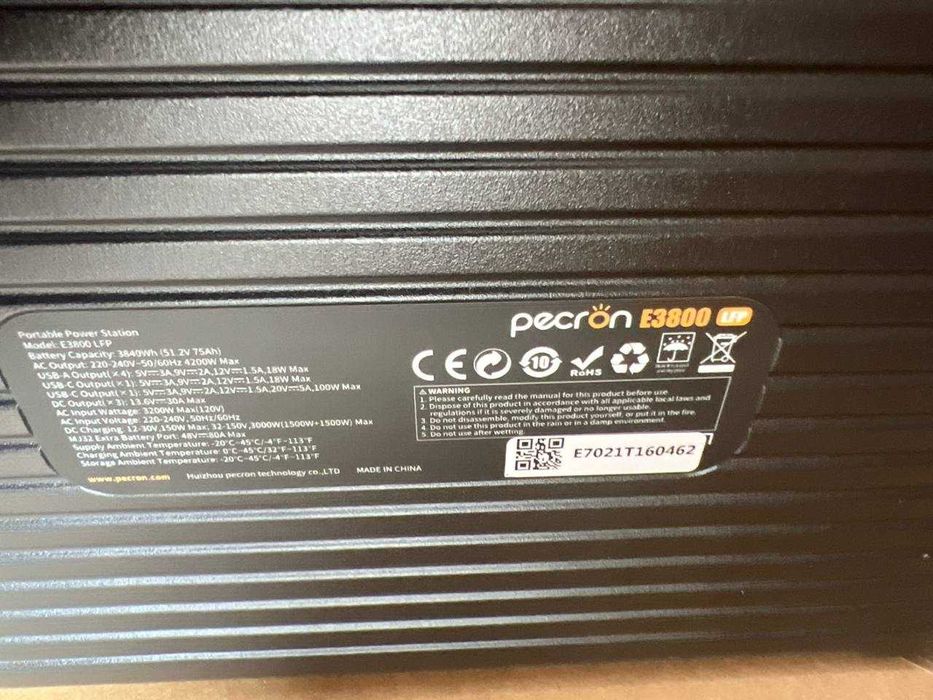 Зарядна станція Зарядная станция Pecron LFP LiFePO4 E1500 E2400 E3600 E3800 2200W-4200W ДБЖ UPS розстрочка