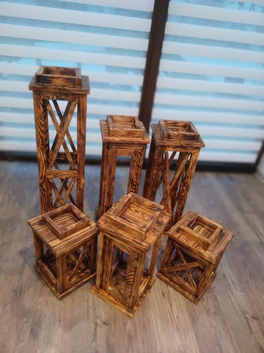 Ręcznie robiona latarenka z litego drewna sosnowego