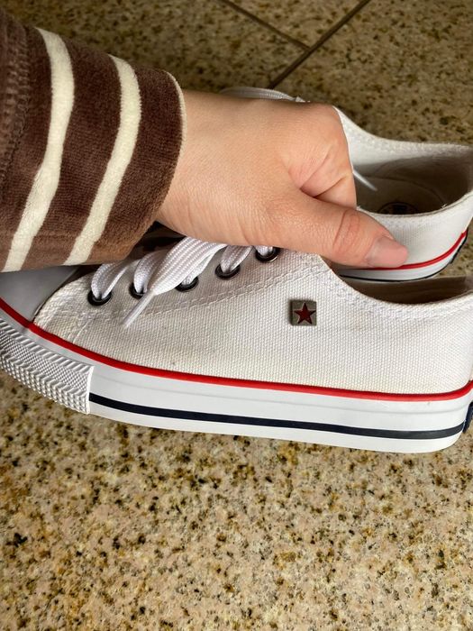 Białe trampki sznurowane Big Star