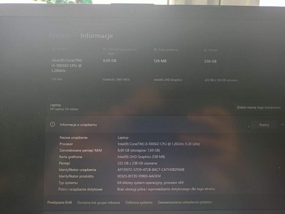 Laptop HP srebrny