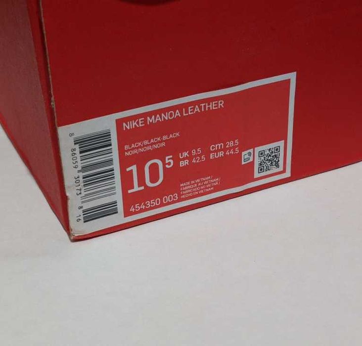 Оригінальні черевики Nike Manoa Leather Black 10.5 US 44.5 розмір