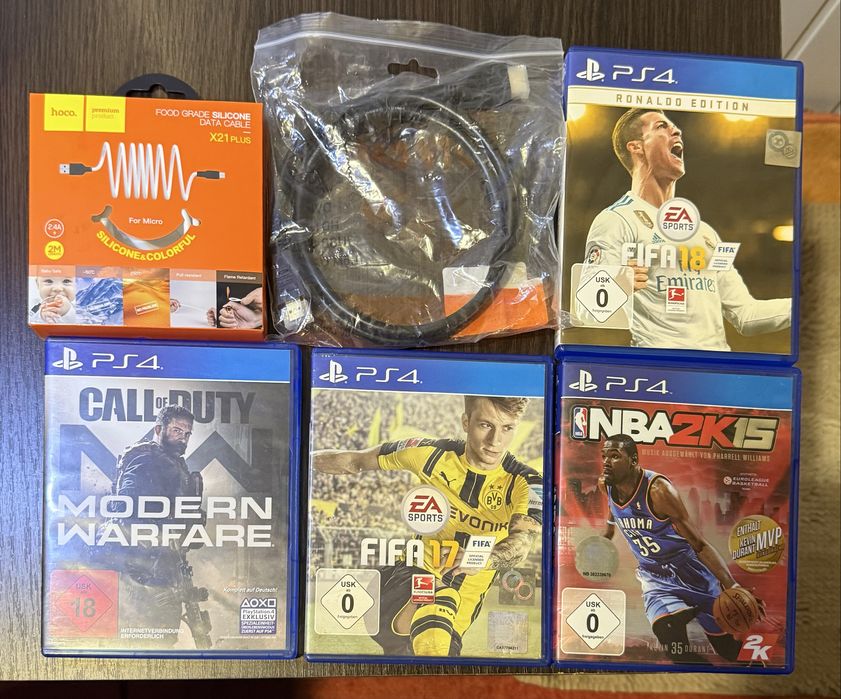 PS4 FAT 1 TB + 4 игры + Джойстик + Новые провода