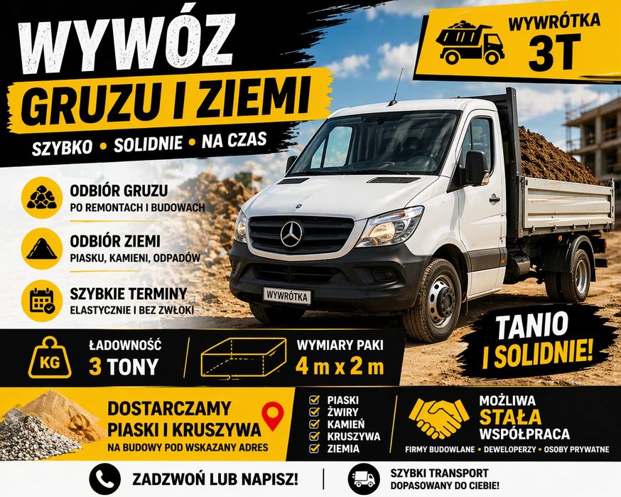 Odbiór gruzu, ziemi i odpadów budowlanych | Szybko i tanio