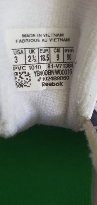 Buty reebok niechodki dla dziecka 18.5 granatowo biało zielone