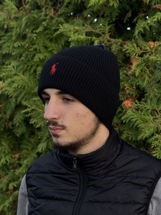Шапка Polo Ralph Lauren черная шапка Поло Ральф Лоурен мужская зимняя