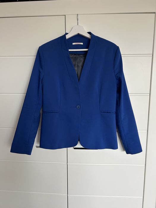 Niebieska kobaltowa elegancka marynarka żakiet Camaieu 40