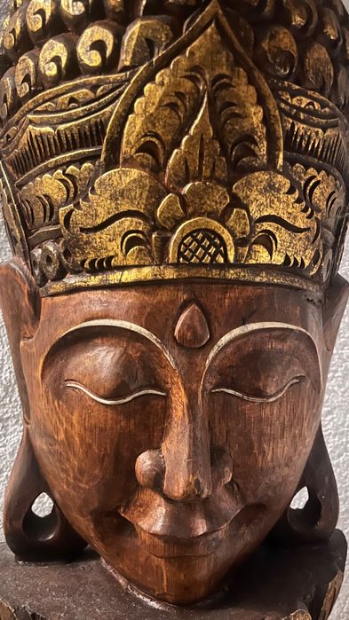 Buda Shakyamuni Escultura de Madeira 70cm
