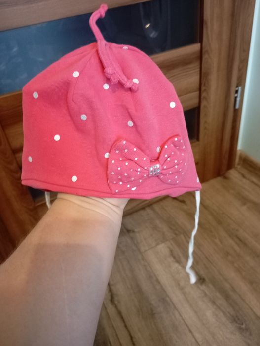 Czapka bawełniana zawiązywana 68 74 80 wiosenna jesienna letnia