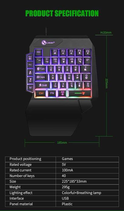 Gaming Keypad Keyboard RGB Keyboard with 40 Keys, NEW64550508567041124