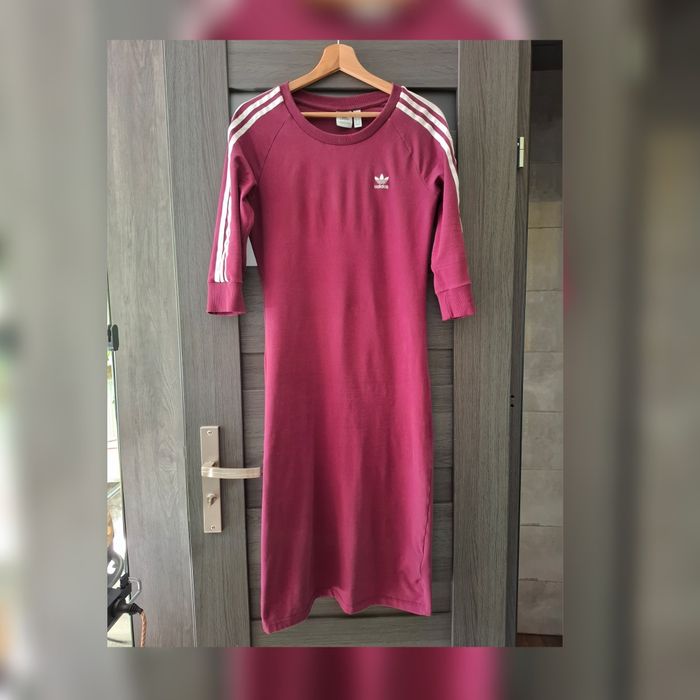 Sukienka midi Adidas w kolorze bordowym rozmiar M