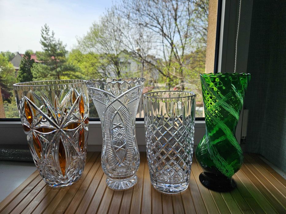 Wazon ZIELONY szkło Huta Laura PRL